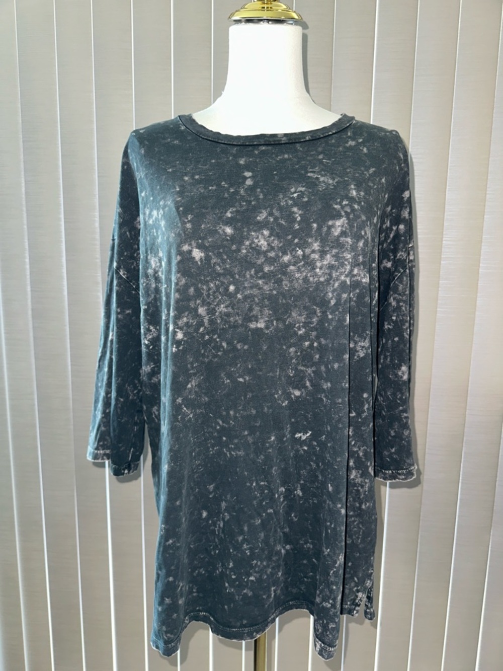 Washed Black Marble Tunic Top